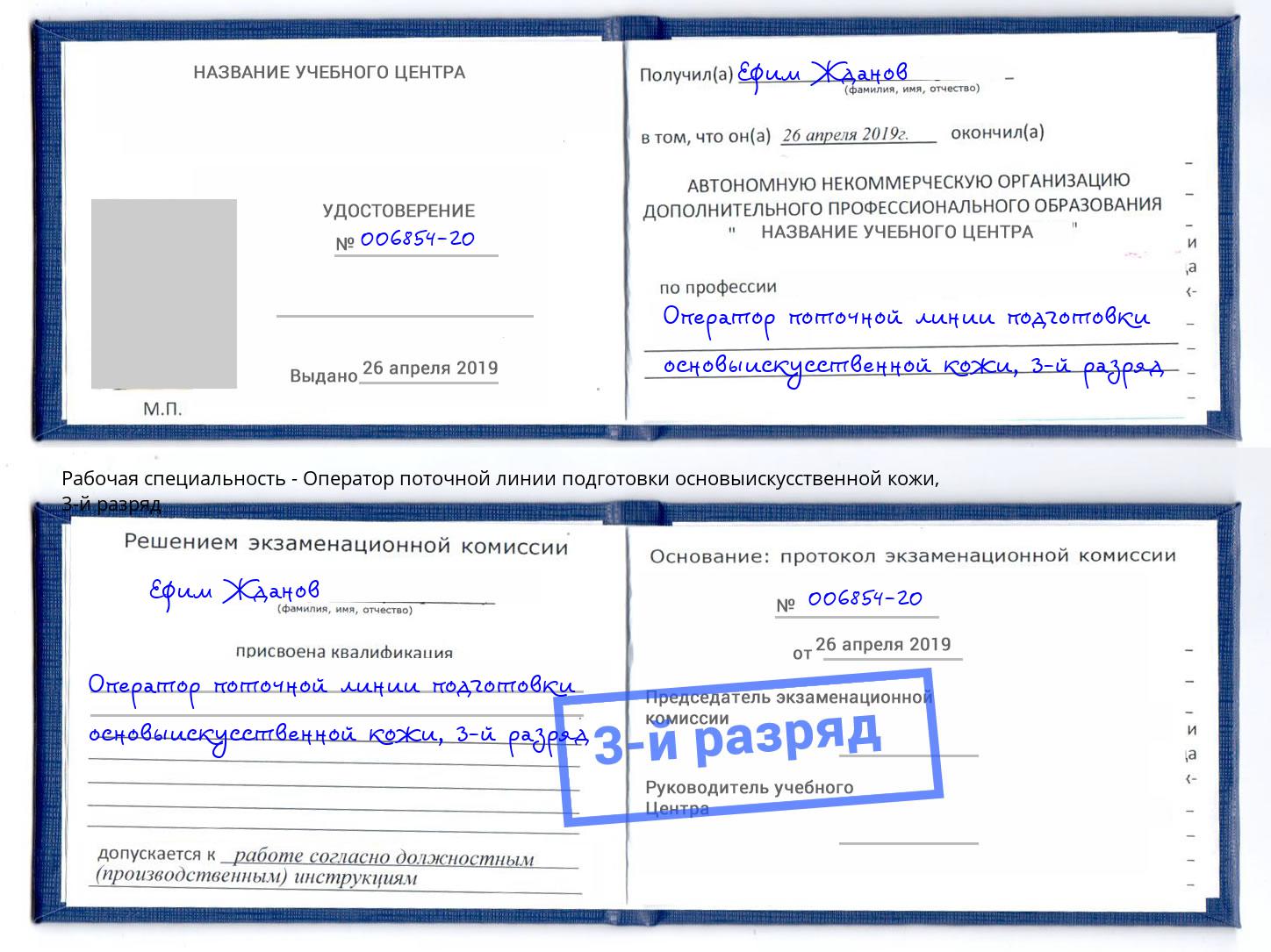 корочка 3-й разряд Оператор поточной линии подготовки основыискусственной кожи Рубцовск