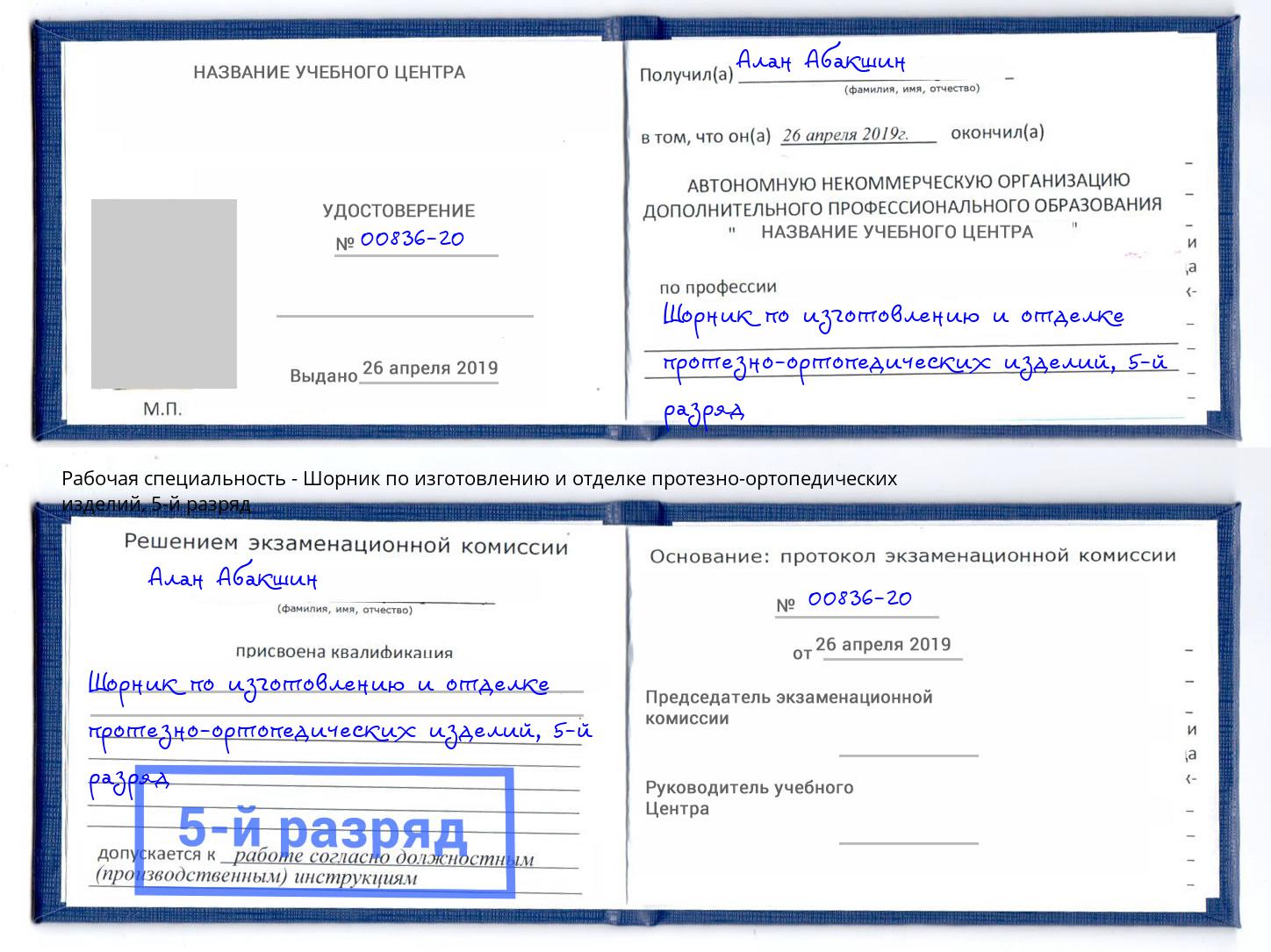 корочка 5-й разряд Шорник по изготовлению и отделке протезно-ортопедических изделий Рубцовск